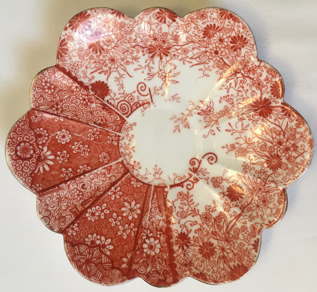 WILEMAN & CO. FOLEY SHELLEY CHINA ENGLAND PATTERN 6027 SHAPE 115510 spare Saucer - ANTIQUE C.1890 hairline
