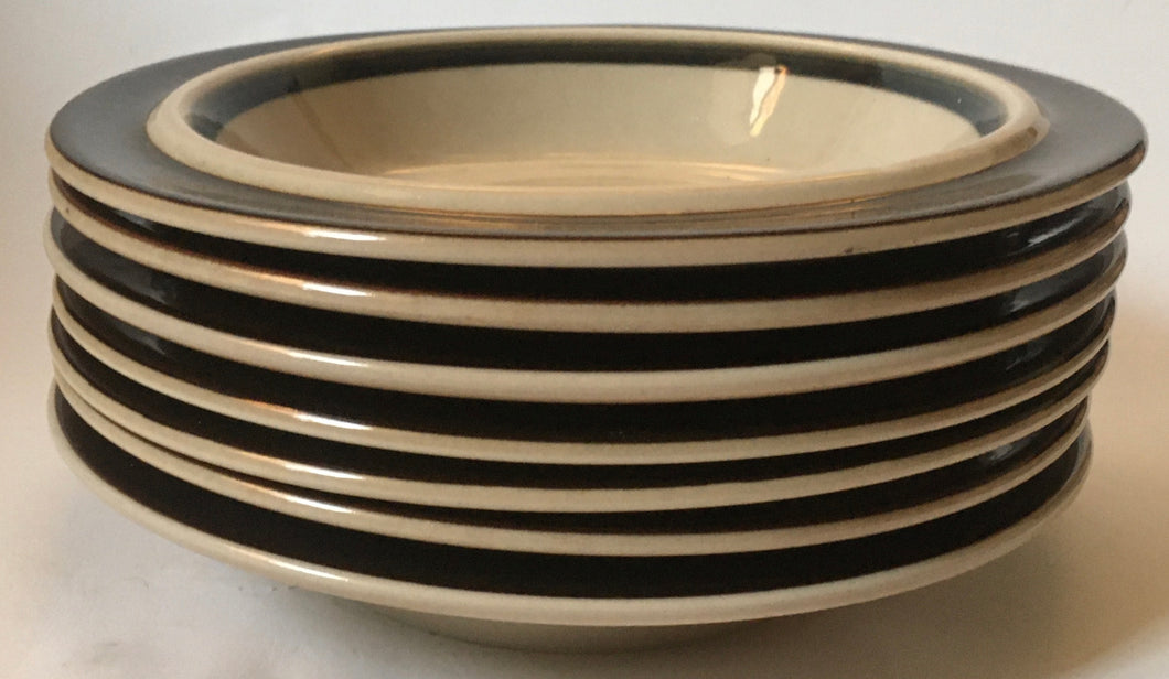 Six Arabia Finland Ruija Troubdour Arabia Ruija Brown soup bowls. Design : Raija Uosikkinen,  Model/Shape : Ulla Procope