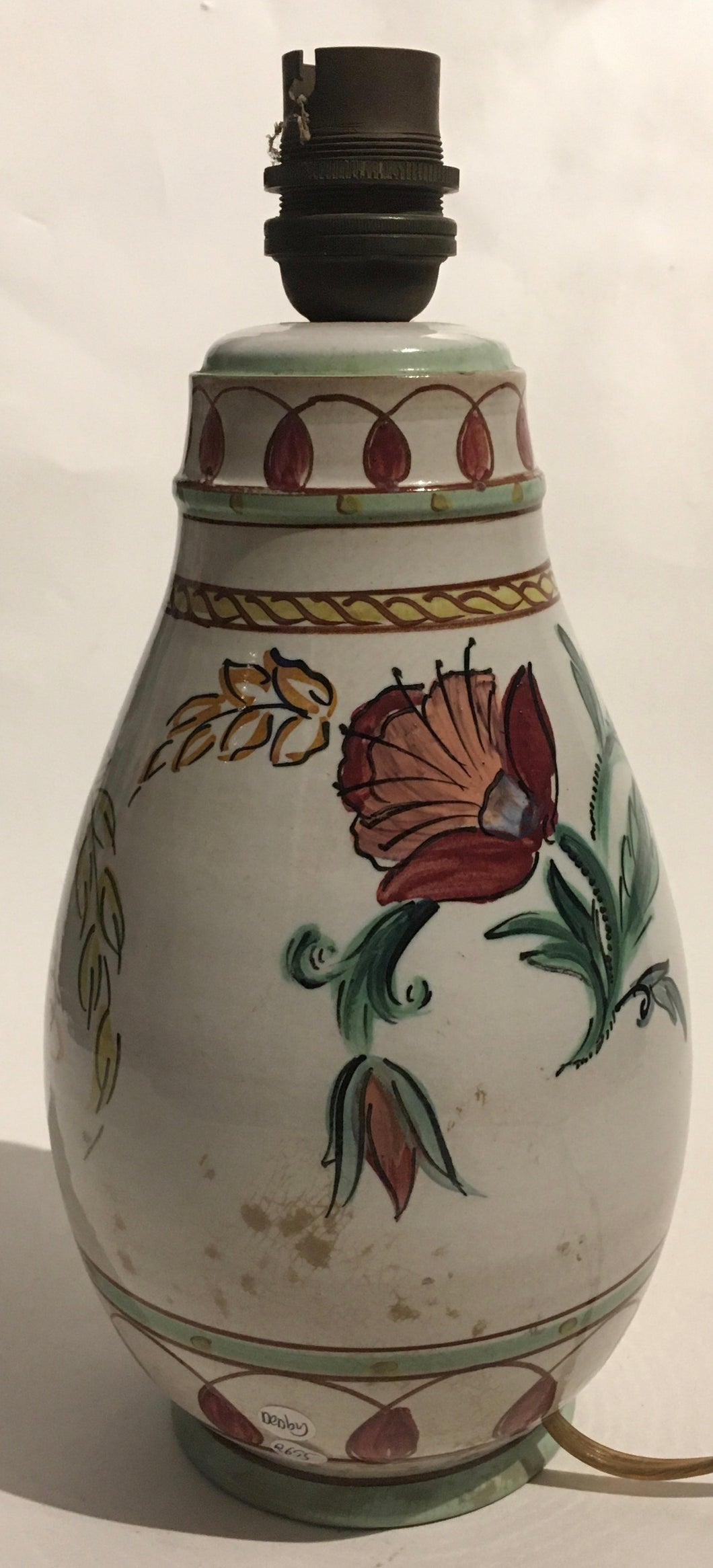 Denby Stoneware Hand Painted lamp base - Albert or Glynn College