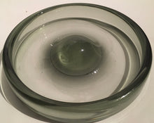 Load image into Gallery viewer, Holmegaard Per Lutken smokey grey glass &#39;Fried Egg&quot; signed Art glass hand blown bowl 1950s PL 17970
