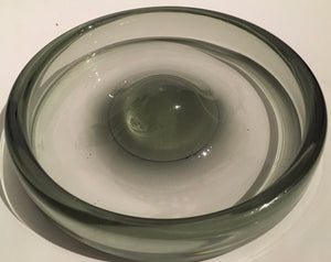 Holmegaard Per Lutken smokey grey glass 'Fried Egg" signed Art glass hand blown bowl 1950s PL 17970