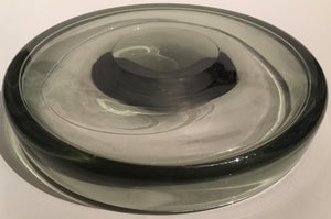 Holmegaard Per Lutken smokey grey glass 'Fried Egg" signed Art glass hand blown bowl 1950s PL 17970