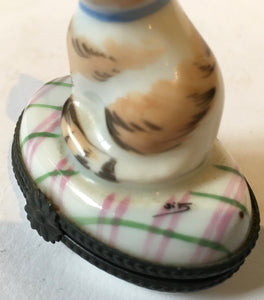 Porcelaine Decoree a la main Paris style Limoges France Cat trinket box Made in France