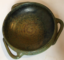 Load image into Gallery viewer, Gouda Holland Arts &amp; Crafts Art Nouveau bowl shape 715 &quot;Made in Holland&quot; green mottled glaze
