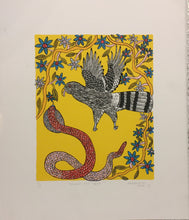 Load image into Gallery viewer, Phumelene Nene Bird print in colours &quot;Harrier and cobra&quot; 9/45 c.1991
