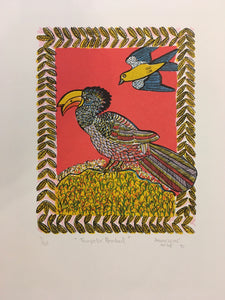 Phumelene Nene Bird print in colours "Tumpeter Hornbull" 9/45 c.1991