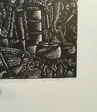 Load image into Gallery viewer, &quot;Umqombothi&quot;- Linocut/woodblock print by Vuyisani Mgijima 1992 edition a/p 5/20
