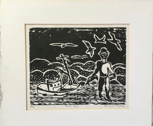 Kalk Bay - Linocut / woodblock print by Ismael THYSSEN (1953) edition 1/7