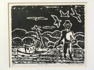 Kalk Bay - Linocut / woodblock print by Ismael THYSSEN (1953) edition 1/7