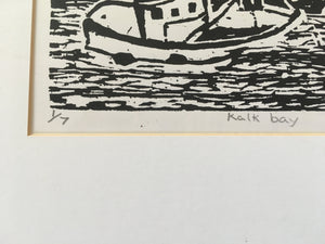 Kalk Bay - Linocut / woodblock print by Ismael THYSSEN (1953) edition 1/7