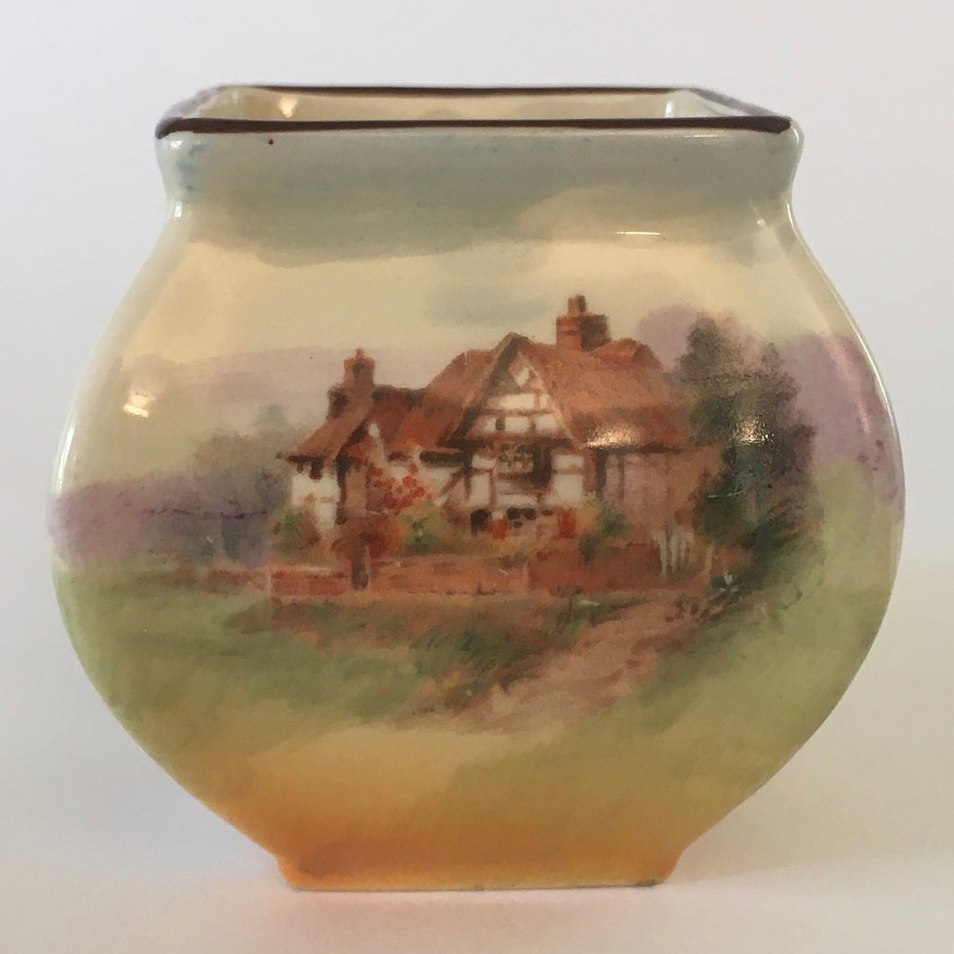 Royal Doulton Miniature vase 7017 'English Cottages D 4987 c.1940s