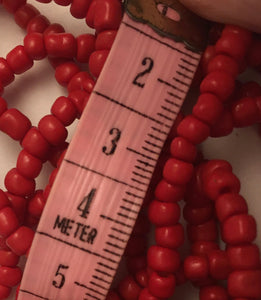 Coral bead necklace ,  beads 142cm long