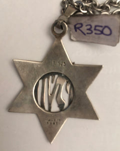 (STR3)  Sterling silver star of david 925 with chain (not silver)