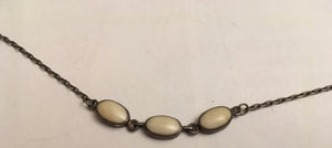 (STR15) Ivory & Sterling silver chain necklace 925.  40cm long