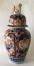 Load image into Gallery viewer, Japanese Imari porcelain Ginger Jar &amp; cover -Foo Dog Finial-  probably 19th century - Hand Painted underglaze blue Red enamel overglaze
