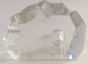 Nybro Sweden glass window decoration - fur seal - attributed