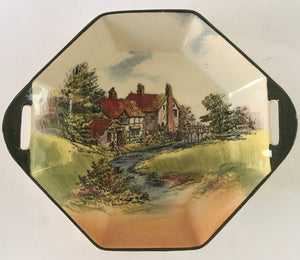 Royal Doulton Art Deco D3647 English Cottages - Two Handled dish